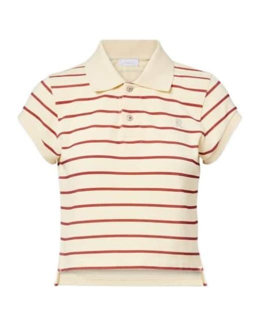 Rabanne Natural Striped Cotton Piqué Polo Shirt