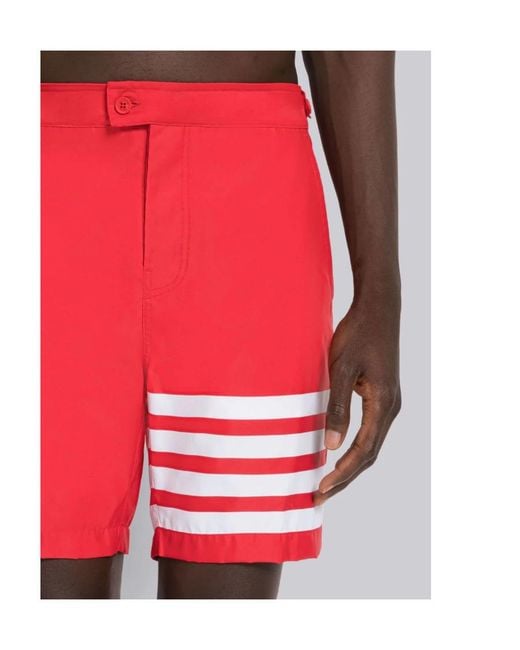 Thom Browne Red Button Front Board Short W/ Adjustable Elastic Back 4Bar for men