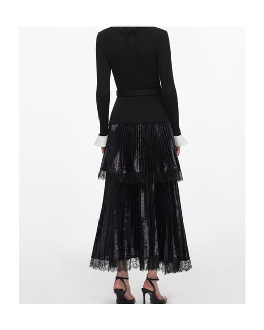 Self-Portrait Black Long-Sleeved Dress