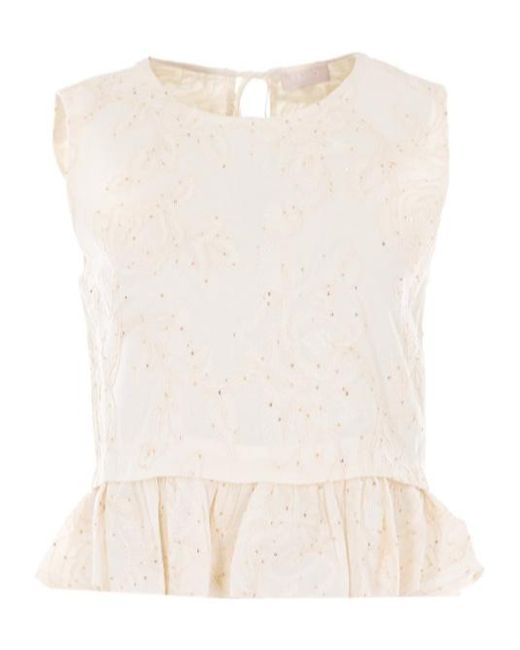 Liu Jo Natural Peplum Sequinned Sleeveless Top