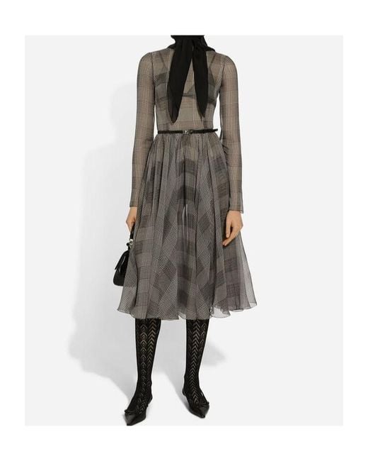 Dolce & Gabbana Gray Check Pattern Dress