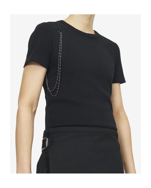 McQueen Black Chain Detail T-Shirt for men