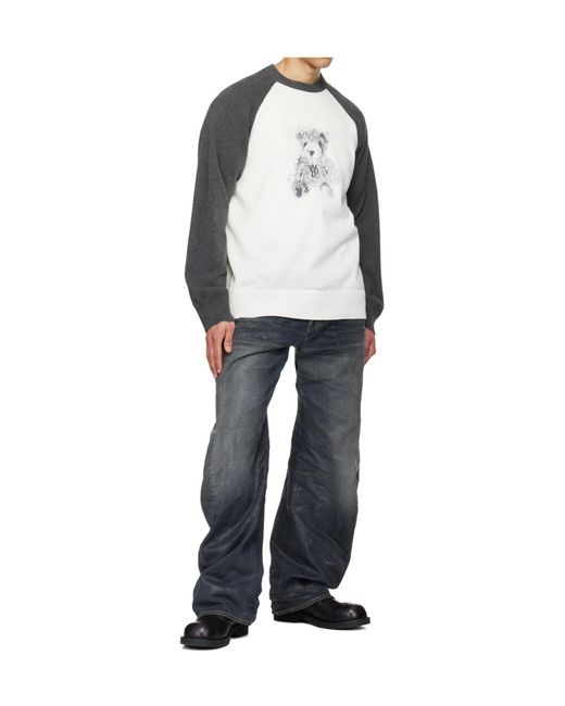 we11done Gray Teddy Long-Sleeved Knit Sweater for men