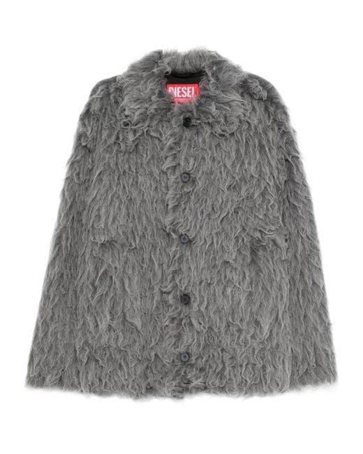 DIESEL Gray Textured Faux-Fur Casual Jacket for men