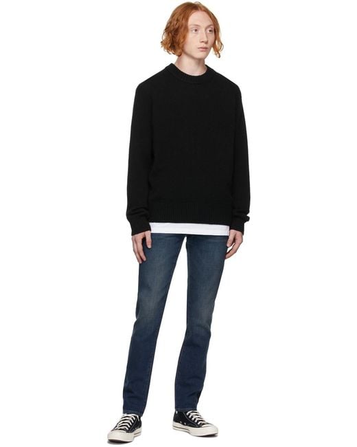 FRAME Black Cashmere Crew-Neck Sweater for men