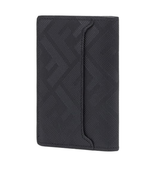 Fendi Blue Logo Plaque Bi-Fold Card Holder for men