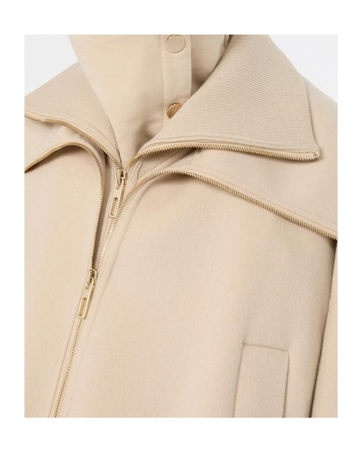 Sportmax Natural Pure Wool Bomber Jacket With Removable Bib