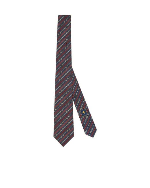 Gucci Multicolor Horsebit Silk Jacquard Tie for men