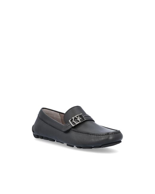 Ferragamo Black Leather Driver Loafers for men