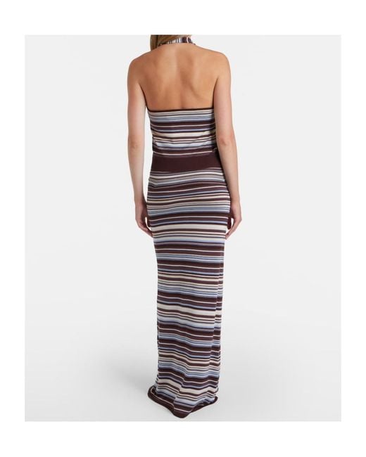 AYA MUSE Purple Knit Striped Midi Skirt