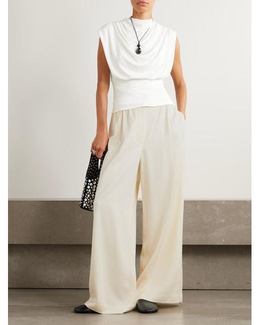 Proenza Schouler White Meadow Pleated Wide-Leg Casual Pants