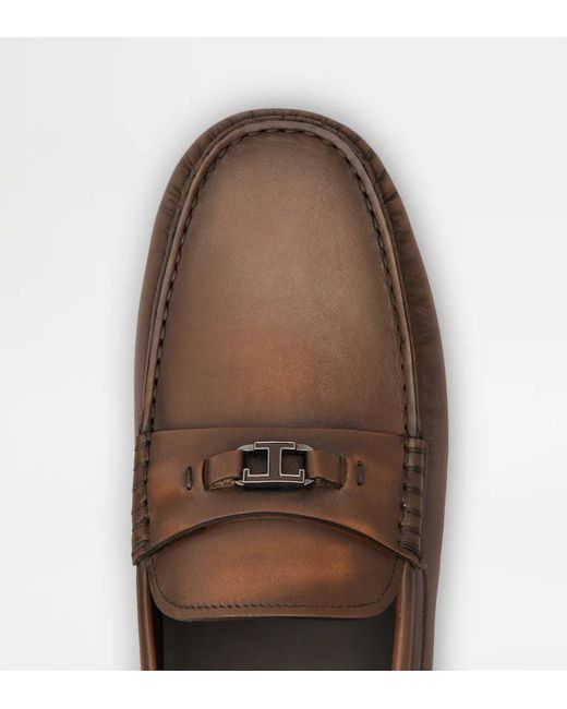Tod's Brown City Gommino 76L Logo-Detail Loafers for men