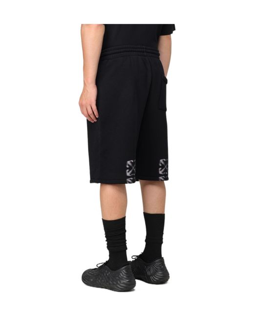 Off-White c/o Virgil Abloh Black Logo Printed Drawstring Bermuda Shorts for men