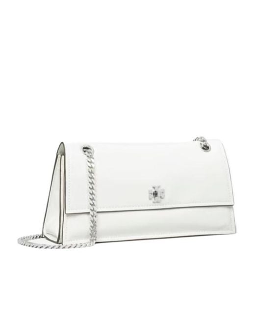Tory Burch White Kira Turnlock Chain-Link Shoulder Bag