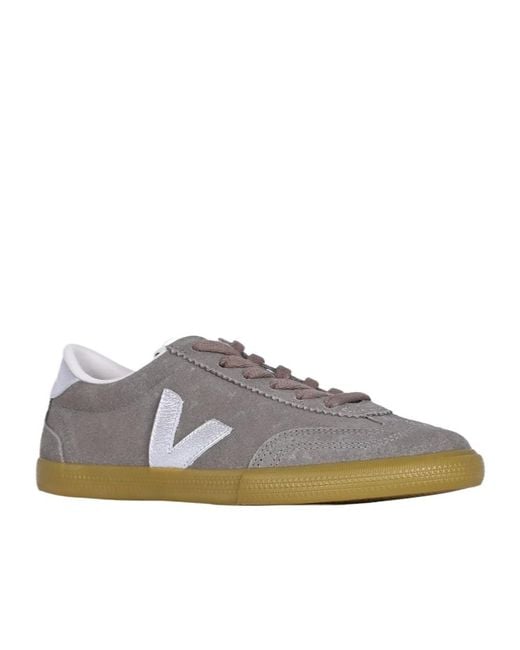 Veja Brown Logo Lace-Up Low-Top Sneakers