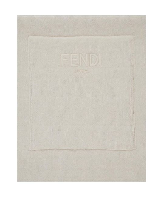 Fendi White Reversible Ff Scarf