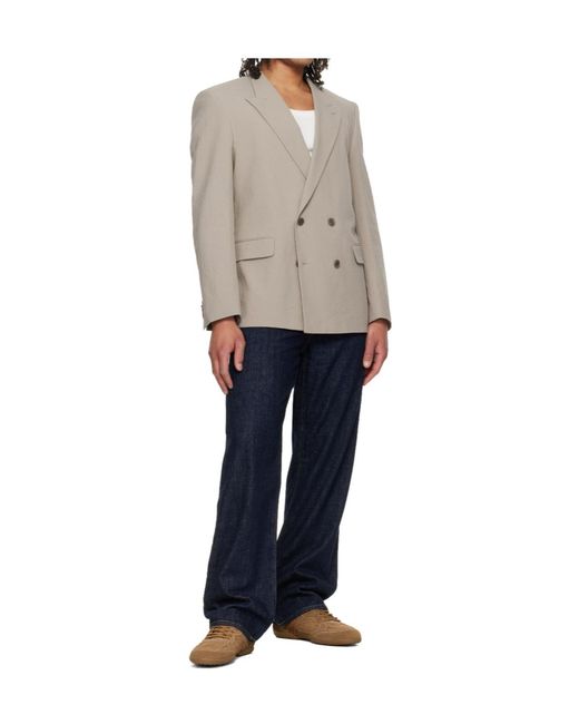 Boss Gray Double-Breasted Suit Jacket for men