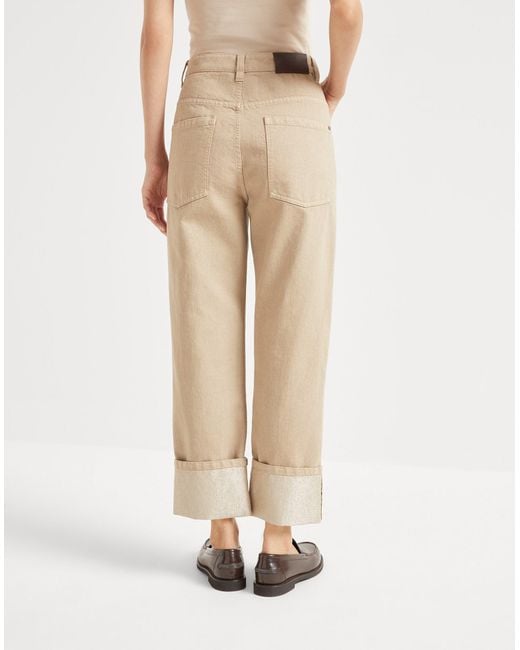 Brunello Cucinelli Natural Dyed Sparkling Denim Cropped Trousers