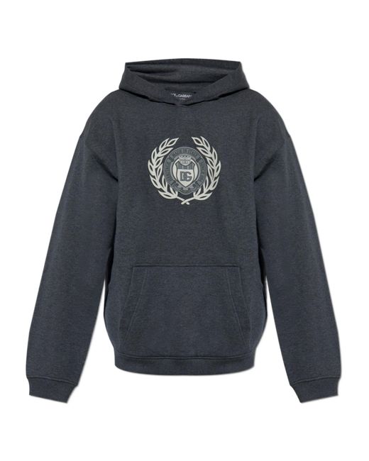 Dolce & Gabbana Blue Logo Printed Hoodie for men