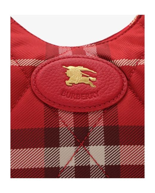 Burberry Red Horseshoe Check Quilted Twill Crossbody Bag