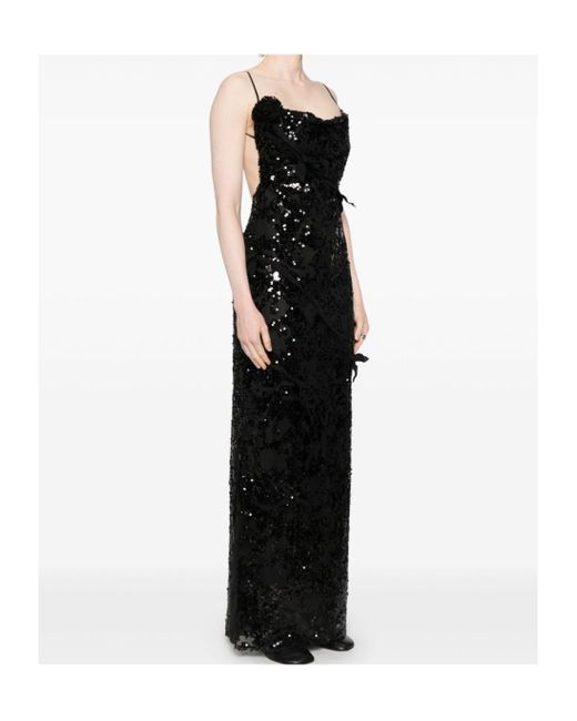 Coperni Black Sequins Embellished Long Dress