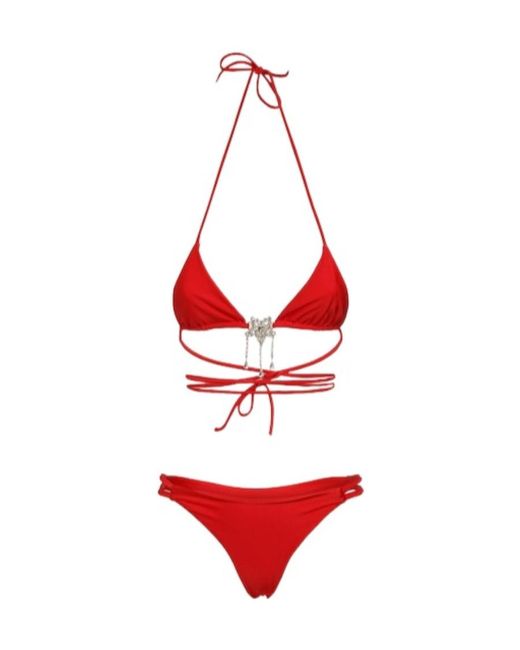 Alessandra Rich Red Strap-Trimmed Bikini