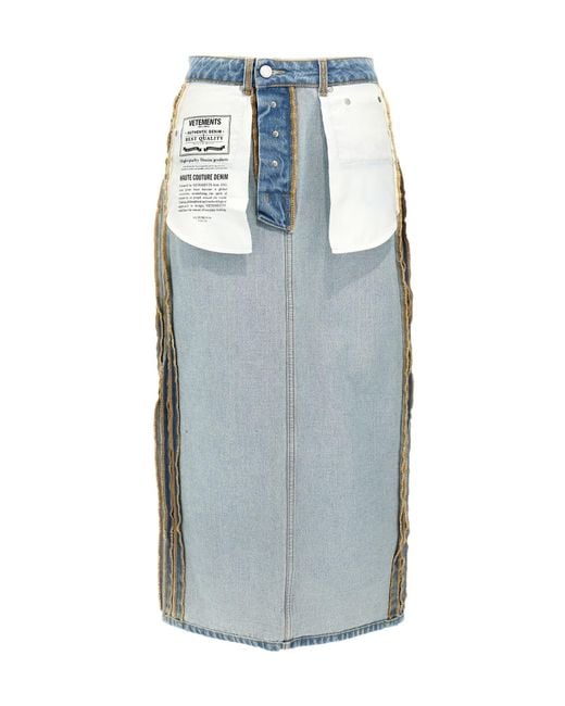 Vetements Blue Inside-Out Denim Midi Skirt