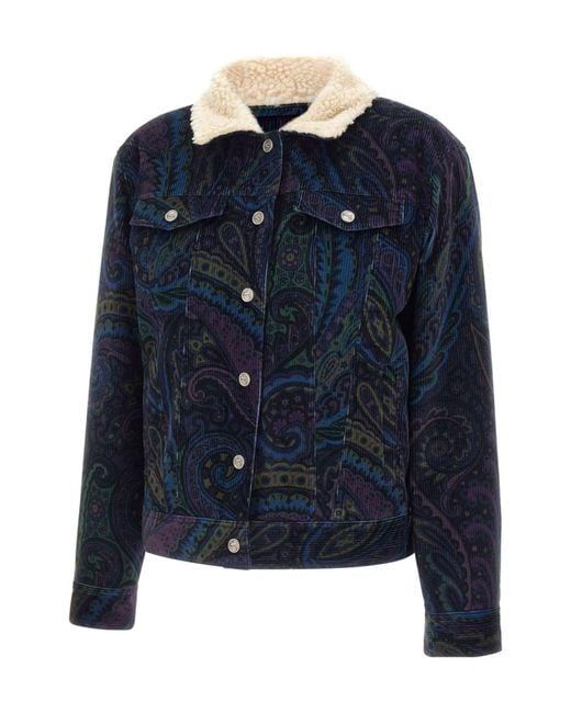 Etro Blue Paisley Printed Jacket