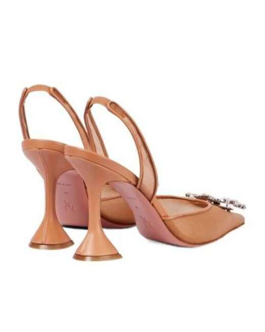 AMINA MUADDI Brown Mesh Slingback Pumps