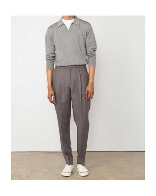 Officine Generale Gray Pleated Casual Pants for men