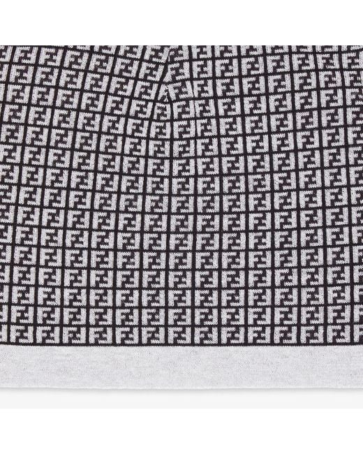 Fendi Gray Monogram-Pattern Wool Beanie for men