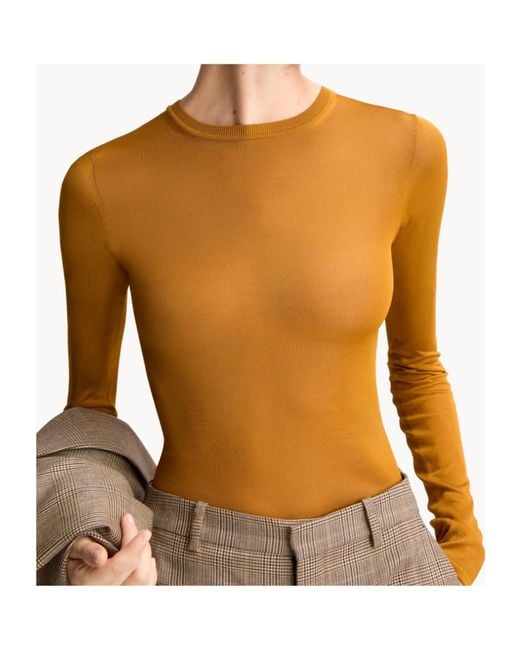 Saint Laurent Brown Cassandre Crewneck Knitted Top