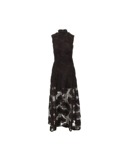 ROTATE BIRGER CHRISTENSEN Black Floral Embroidered Sleeveless Dress