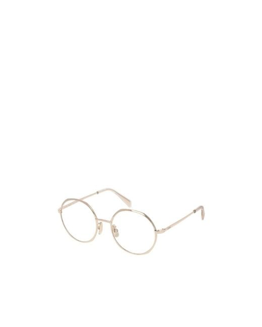 Céline White Metallic Round-Frame Glasses