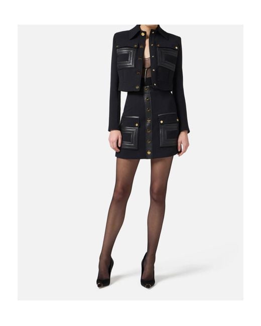 Elisabetta Franchi Blue Button-Embellished Mini Skirt