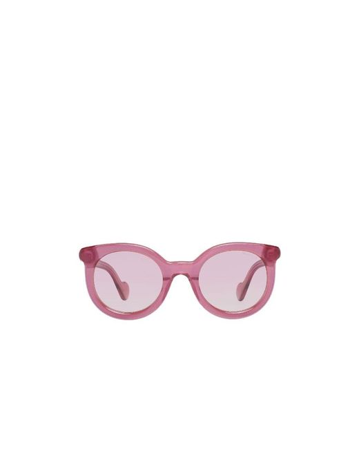 Moncler Pink Eyewear Round Frame Sunglasses