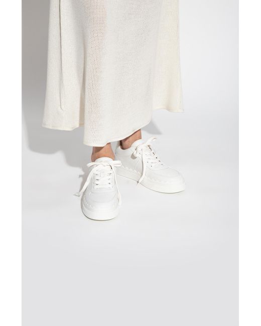 Chloé White Lace-Up Leather Sneakers