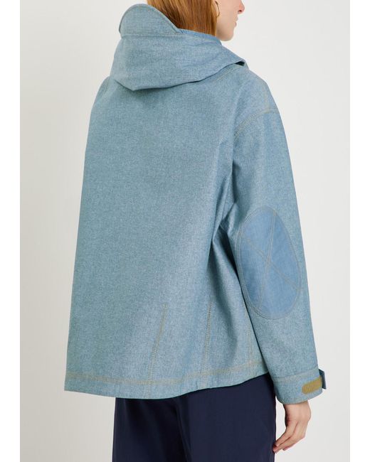 Moncler Blue Beziers Waterproof Hooded Denim Jacket