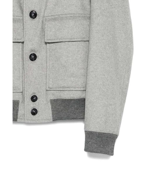 Boss Gray Button-Fastening Pocket Bomber Jacket for men