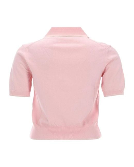 A.P.C. Pink Short-Sleeved Knitted Polo Top