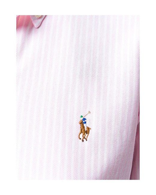Polo Ralph Lauren Pink Long-Sleeved Pinstriped Shirt