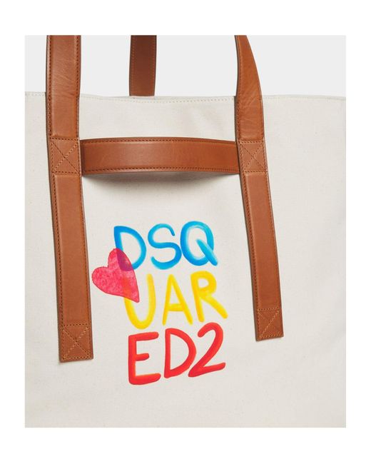 DSquared² Multicolor Logo-Print Tote Bag
