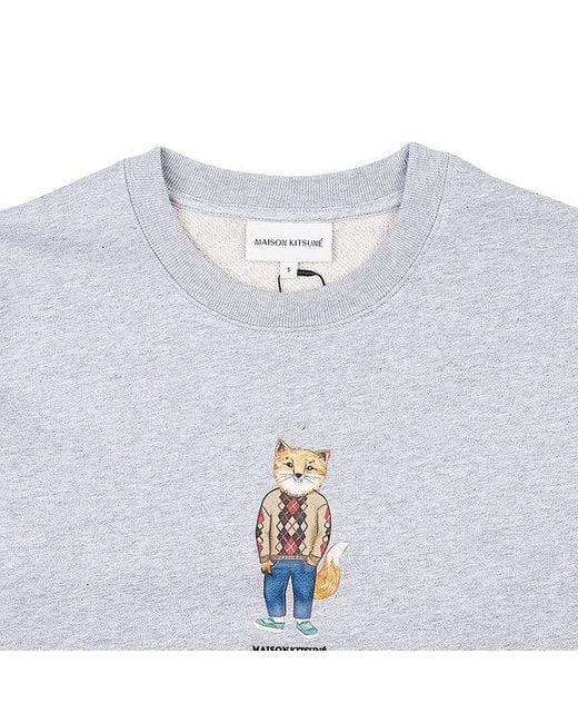 Maison Kitsuné White Round Neck Sweater for men