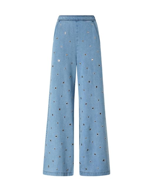 Pinko Blue Grommet-Embellished Palazzo Pants
