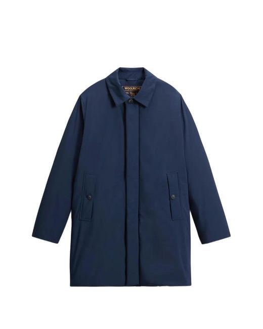 Woolrich Blue Cloud Lamar Single-Breasted Coat for men