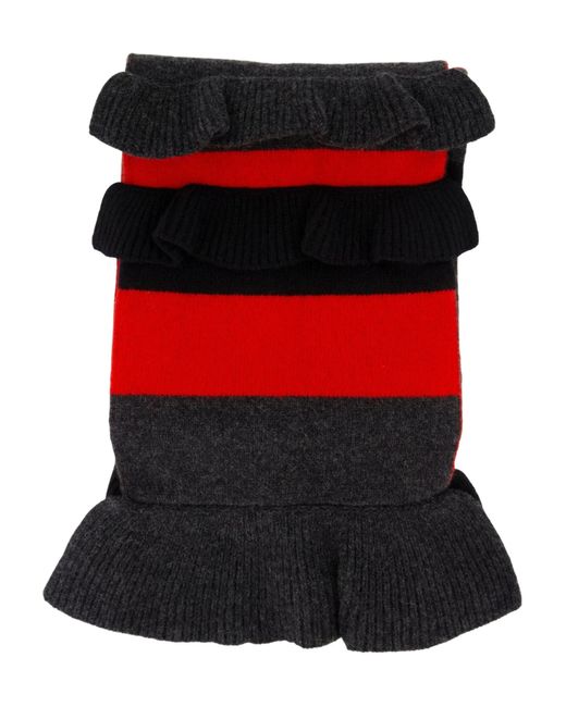 Simone Rocha Red Daisy Ruffled Striped Scarf for men