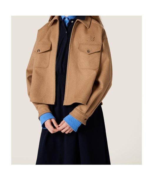 Miu Miu Brown Bonded Camel Hair Blouson Jacket
