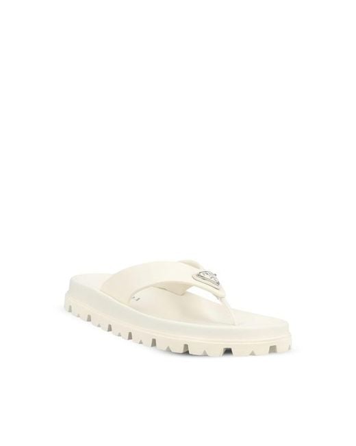 Prada White Round-Toed Flip-Flops