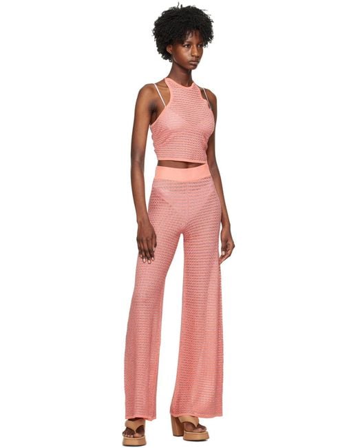 REMAIN Birger Pink Striped Elastic Waist Casual Pants