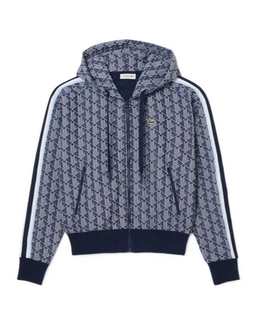 Lacoste Blue Jacquard Monogram Hoodie